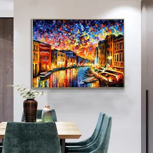 Hot Selling Knife Palette Italy Venice Scenery Water City Wall Art House Oil Painting On Canvas