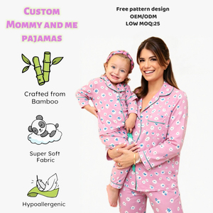 批发妈妈和孩子睡衣两件套 柔软针织服装 幼儿女孩服装 低起订量 - Product Image 6