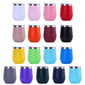 Custom Logo 12Oz <b>Powder</b> Coated Stainless Steel Glass Double Wall Insulated 12 Oz <b>Egg</b> Mug Wine Tumbler With Lid - Product Image 1
