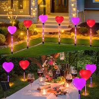 TSINYE Paquete de 6 Luces Solares para Camino Exterior - Estacas Decorativas para Jardín con Corazones Rojos y Rosas para San Valentín, Iluminación para Bodas