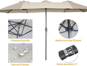 Parasol géant robuste et étanche pour piscine, jardin, terrasse extérieure, avec éclairage solaire LED, idéal pour restaurant - Product Image 4