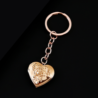 Ywyougang Porte-clés Cœur Rose 4 Couleurs, Médaillon Ouvrable avec Cadre Photo, Pendentif Amour en Acier Inoxydable, Cadeau