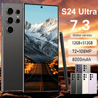 Smartphone S24 Ultra de 7.3 Pulgadas, Serie MTK 62XX, Octa Core, 12GB, 512GB, 8000mAh, Cámara de 108MP, 5G HD, CDMA Francés, Android