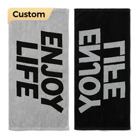 Serviette de sport en coton jacquard de qualité supérieure, impression de slogan vertical personnalisée, grande taille, haute absorption, pour activités de plein air