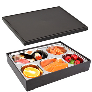 Fiambrera de acero inoxidable 304 con 5 compartimentos, tapas, caja de comida de negocios japonesa, restaurante con múltiples compartimentos, almuerzo con compartimento profundo - Product Image 1