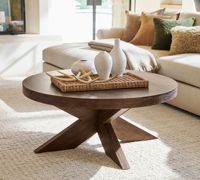 Table basse ronde en bois massif moderne et durable, meubles de salon en bois massif