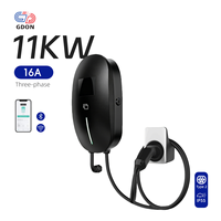 Cargador de Vehículos Eléctricos GDON Fast de 11 kW y 16 A, Tipo 2, Trifásico, Estación de Carga Inteligente para Pared con Pantalla LCD y Aplicación Móvil