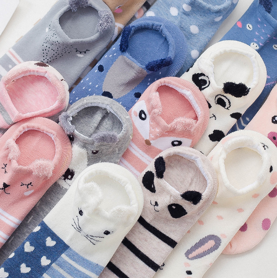 Милые хлопковые носки с 3D животными, женские летние короткие носки с милым котом и собакой, тапочки, Женские повседневные Мягкие носки-лодочки для девочек