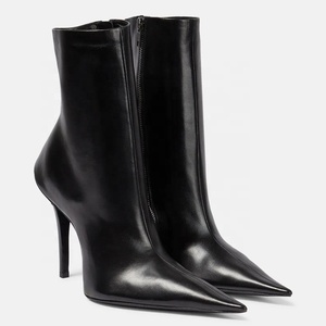 Big Size 44 Sexy Side Zipper Slim Heels Women Pointy Toe Ankle Boots High-Heeled Stiletto <b>Shoes</b> Short - Product Image 5