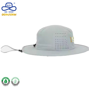 时尚风格激光穿孔侧日用帽定制印刷标志太阳帽可调带绳斗帽 - Product Image 5