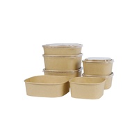 Bol en papier kraft rectangulaire imprimé sur mesure, vente en gros, conteneur jetable pour plats à emporter, remplacement du plastique, écologique