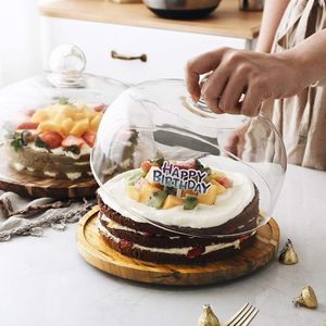 โดมแก้วใสสำหรับใส่ขนมหวาน พร้อมฐานไม้ ขนาด 25x18 ซม. - Product Image 4