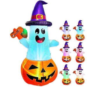 Decoraciones Inflables de Halloween de 1.5 Metros, Multicolor, con Luces LED Intermitentes Integradas, Decoraciones de Calabaza y Fantasma para Jardín Exterior e Interior - Product Image 6