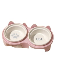 Bol pour chat en céramique portable, étanche, de haute qualité, à motif solide, double, pour l'eau et la nourriture des animaux de compagnie, 3-en-1, surélevé, pour l'intérieur
