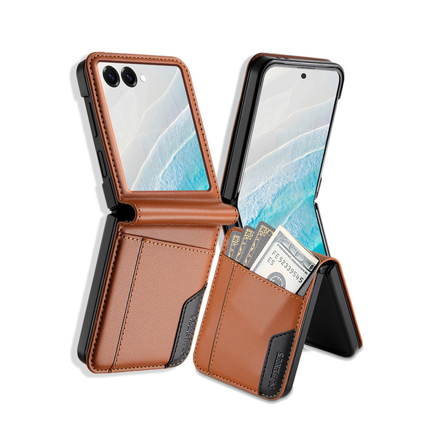 Wholesale Shockproof Wallet Card Slots PU Leather Phone Case for Samsung Galaxy Z Flip 3 4 5 6 7 Fe Without Screen Protect Cover