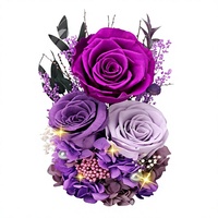 Roses éternelles sous cloche en verre avec LED, alimentées par piles, pour la table – Cadeaux pour la Fête des Mères, pour maman, épouse, petite amie, grand-mère, anniversaire