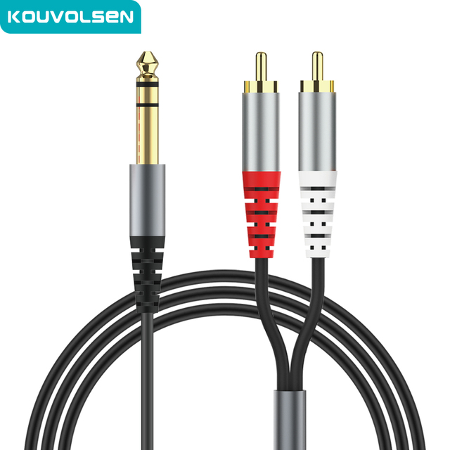 On Sale 6.35mm to Dual RCA Splitter Cable Excellent Sound 1/4 Inch Male TRS Stereo Plug to RCA Male Cable Easy Connection