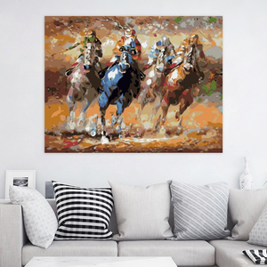 <span class=keywords><strong>Peinture</strong></span> sur toile <span class=keywords><strong>Cheval</strong></span> et cavalier <span class=keywords><strong>Peinture</strong></span> par numéros Peint à la main Décoration intérieure <span class=keywords><strong>Peinture</strong></span> à l'huile par numéros Art mural moderne Cadeau fait main - Product Image 2