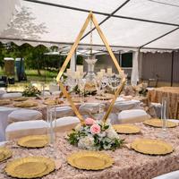 LANJO Chandelier de luxe en or et diamants, centre de table en acrylique avec gouttes de cristal, durable et de haute qualité pour mariages, tables de dîner et fêtes