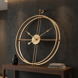 Modern Gold Plated Round <b>Wall</b> <b>Clock</b> Quartz Analog <b>Oversized</b> Design for Living Room Hanging Style - Product Image 5