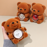 Boîte à bijoux en forme de rose en velours et métal, avec fleur éternelle, vente en gros, boîte à bagues en forme d'ours, boîte à bijoux en forme de cœur, best-seller