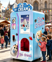 Machine à glace molle commerciale Plug and Play avec fonctions de saupoudrage sec et de sauces humides pour la vente au détail