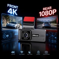 Cámara de Retrovisor Inteligente 4K con Doble Lente, WiFi Integrado, Pantalla IPS de 3.18 Pulgadas, Batería de 150 mAh, Grabación en Bucle Mini USB, H265 Integrado