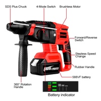 Marteau perforateur rotatif sans fil 2000W 588VF Li-ion sans balais 4 fonctions 26mm pour bricolage