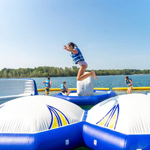 Dôme de trampoline aquatique gonflable, équipement de jeux d'extérieur en PVC, design bleu et blanc pour utilisation en aquaparc - Product Image 6