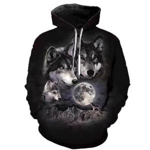 Felpa da uomo con cappuccio da uomo con motivo lupo 3d Wolf felpa da uomo con cappuccio da uomo - Product Image 4