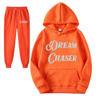 Ensemble de survêtement d'hiver pour homme en coton 100% 250 g/m², sweat à capuche et pantalon de jogging en molleton, coupe droite à épaules tombantes, logo personnalisé, coupe-vent, écologique