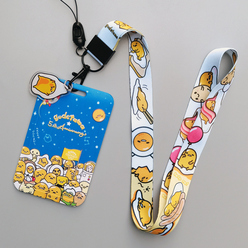 Campus Japanese Lovely Cartoon Gudetama Lanyards Card Holder Accessories Portable Customize Student Gift ID Name Badge Card Case Image 4
