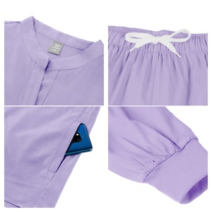 Women Hospital <b>Scrub</b> Set Short Sleeve Moisture Wicking Knitted Split Uniforms For Dental Cosmetic Surgery - Product Image 3