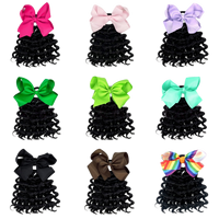 Attache-cheveux pour filles avec extension de queue de cheval bouclée, nœud en ruban, perruque queue de cheval, élastiques colorés pour cheveux, cadeau