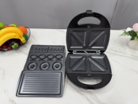 Machine à sandwich 3 en 1 avec assiettes amovibles à revêtement antiadhésif Petit-déjeuner Machine à sandwich à 2 tranches Grill Machine électrique