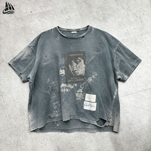 <span class=keywords><strong>T</strong></span>-<span class=keywords><strong>shirt</strong></span> Grafica Oversize Personalizzata Effetto Lavato Pesante da Uomo Stile Retro <span class=keywords><strong>Rock</strong></span> Band Effetto Distrutto <span class=keywords><strong>Vintage</strong></span> OEM - Product Image 1