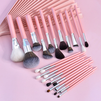 Daily Queen Mor-phe 16 pinceaux de maquillage en poils de chèvre avec manche en bois rose pour le visage, application lisse, poils denses