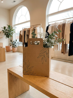 Sacs cadeaux en papier kraft imprimés sur mesure, design floral, emballage brun, vente en gros