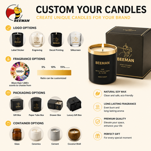 Candela Profumata Beeman <span class=keywords><strong>in</strong></span> <span class=keywords><strong>Cera</strong></span> di Soia <span class=keywords><strong>Naturale</strong></span> con Coperchio <span class=keywords><strong>in</strong></span> Legno, <span class=keywords><strong>in</strong></span> Barattolo di Vetro, Fragranza per la Casa, Regalo, OEM ODM Etichetta Privata - Product Image 3