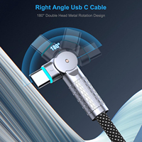 Câble de données rotatif USB Type-C en cuivre pur tressé PD240W pour téléphone, ordinateur portable, imprimante, appareil photo et écouteurs avec charge rapide