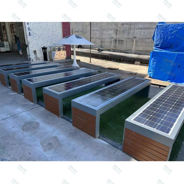 Hot Sale CE Certified Solar Smart Wood Bench with Phone Charger Hybrid Lifepo4 Battery System MPPT Controller WIFI Monitoring