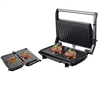 Grille-pain électrique multifonctionnel de style européen pour panini, sandwichs, petit-déjeuner, viande, saucisses, burgers, steaks, 850W, en métal