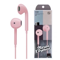 Earphone & headphone musik berkabel, Macaroon Frosted kualitas tinggi 3.5mm lubang bulat dengan mikrofon U19 Universal