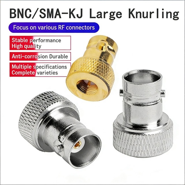 High Quality Nickel Plated BNC Female to SMA Male Large Mesh Disc RF Adapter 50 Ohm Low Loss for Walkie Talkie Antenna CCTV