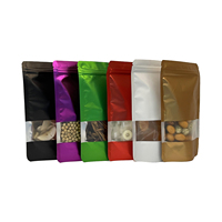 Sachets Doypack Personnalisables Colorés et Réutilisables en Feuille d'Aluminium Mat avec Fenêtre et Fermeture Zip pour Emballage Alimentaire