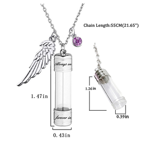 Collana con Ciondolo in Vetro Apribile Inciso, Urna per Ceneri Commemorative, Gioielli Regalo per Animali Domestici e Umani - Product Image 2