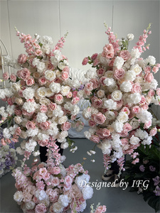 IFG Élégant Artisanat Rose Rose Fleurs et Verdure Arc Floral pour Décor de Scène de Fête de Mariage - Product Image 3