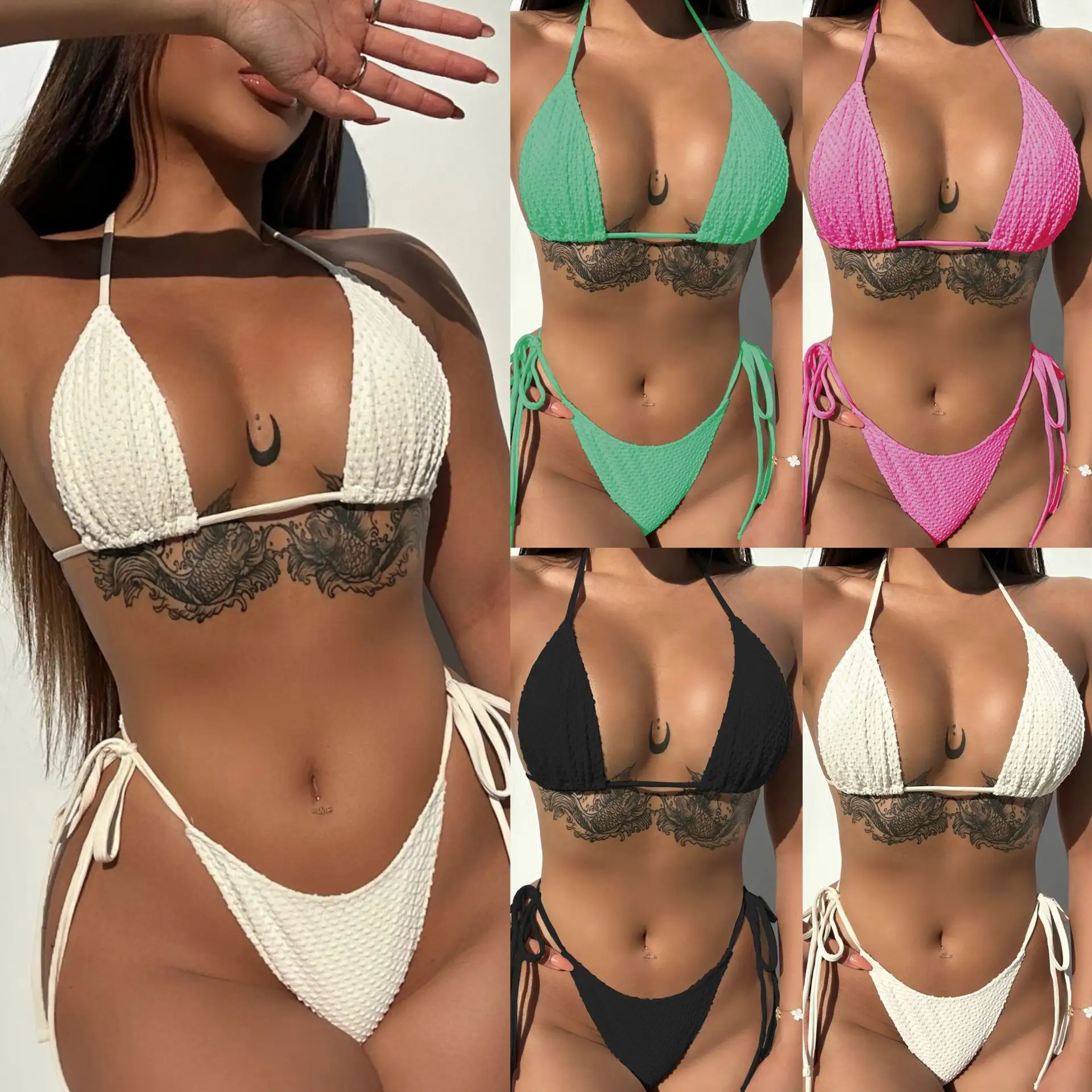 QuiteS 2023 yeni kadin Bikini ve Beachwear seksi bölünmüş Bikini mayo sıcak seksi Bikini genç kız mayo