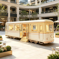 Chariot de nourriture et bus modèle wagon de tramway en métal couleur champagne pour la vente ambulante sur les rues piétonnes