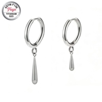 ASTM F136 Zoro Titanium Fine Dangle Earrings Unisex Water Drop Pendant Ear Piercing Jewelry Wholesale Ear Hoop Body Ear Stud